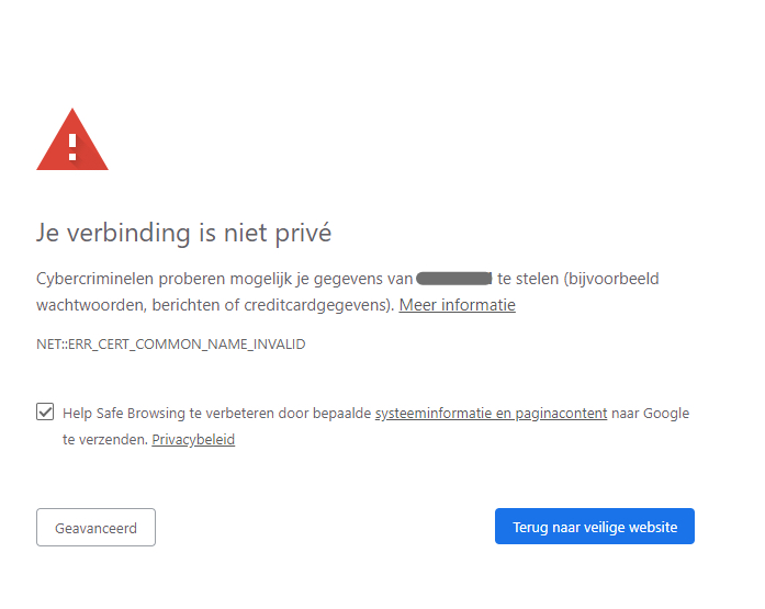 Je verbinding is niet privé