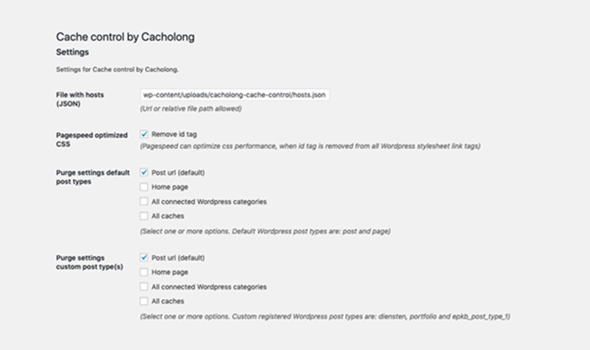 cacholong Wordpress optimaliseren plugin instellingen
